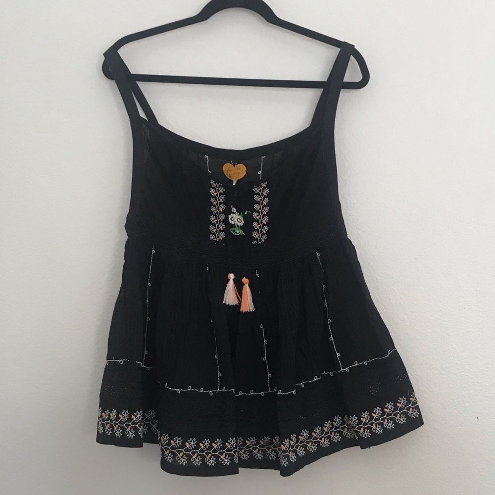 Free People Embroidered Boho tank